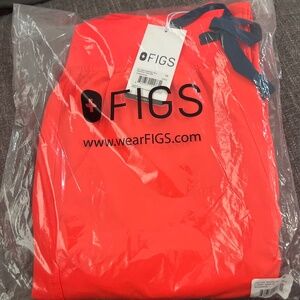 Figs Hot Coral High Waisted Yola Petite Scrub Pants